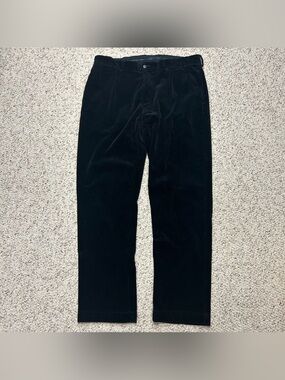 VTG Polo Ralph Lauren Pants Men 38x34 Ethan Pant Black Cotton Corduroy Pleated?